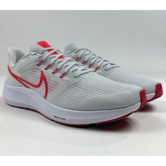 Nike Air Zoom Pegasus 39 Mens Size 8 Gray Red Running Shoes Sneakers DH4071-009 - Picture 2 of 9